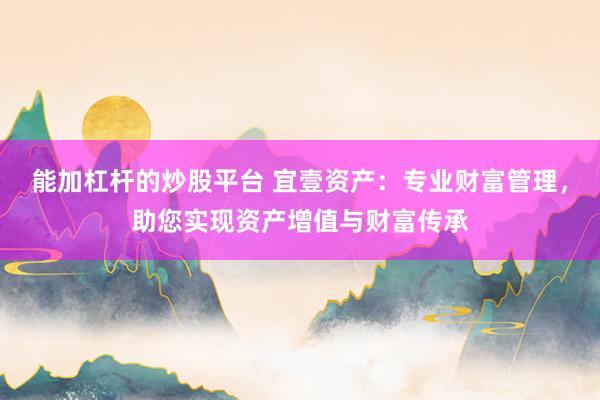 能加杠杆的炒股平台 宜壹资产：专业财富管理，助您实现资产增值与财富传承