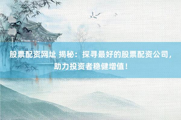 股票配资网址 揭秘：探寻最好的股票配资公司，助力投资者稳健增值！
