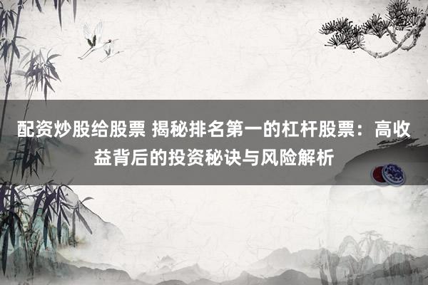 配资炒股给股票 揭秘排名第一的杠杆股票：高收益背后的投资秘诀与风险解析