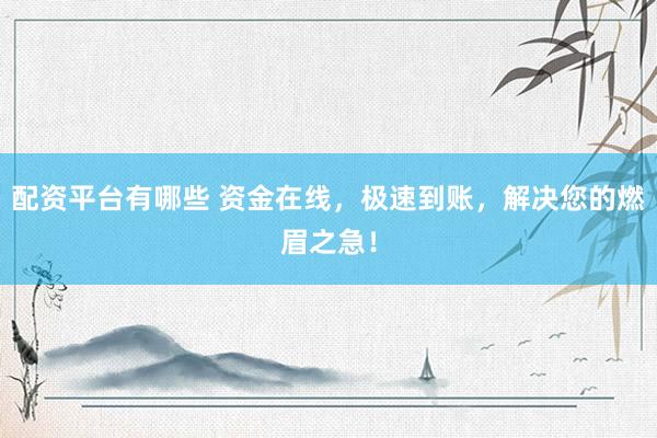配资平台有哪些 资金在线，极速到账，解决您的燃眉之急！